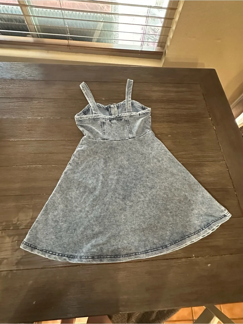 Girls Justice M/10 Blue Acid Wash Denim A-Line Dress with Front Zip